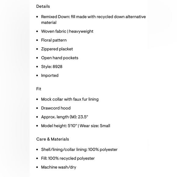 Aeropostale Floral Heavyweight Puffer Jacket - Picture 7 of 10